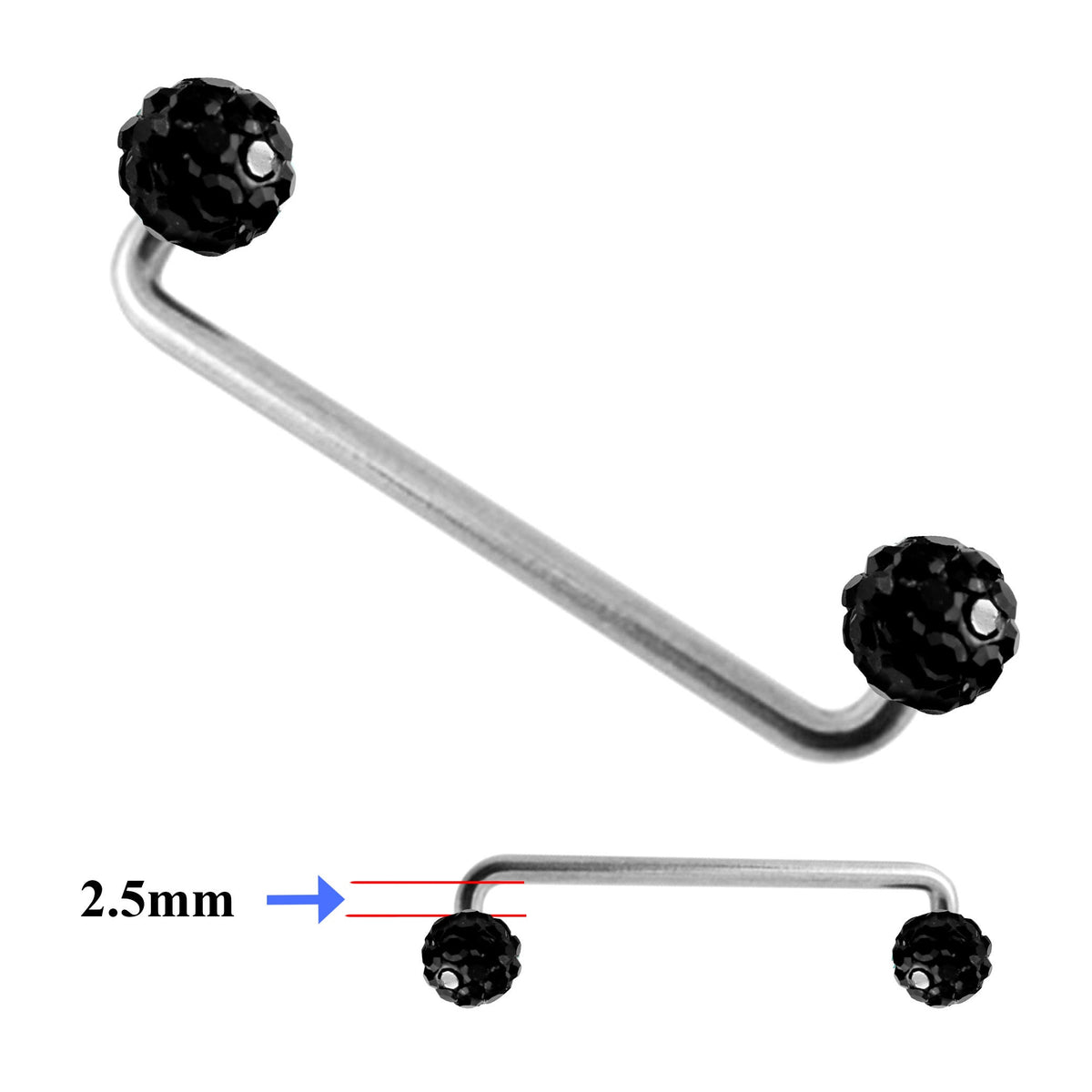 Titanium Dermal Piercing, Staple Barbell - Surface Barbell with Disco Ball Top Gem Multi Crystal