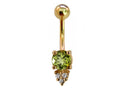 14K Gold Belly Ring: Crystal Navel Bar - 14G, 10mm