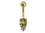 14K Gold Belly Ring: Crystal Navel Bar - 14G, 10mm