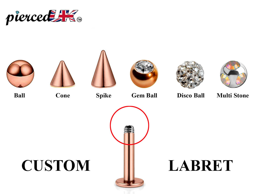 Rose Gold Labret Stud: Surgical Steel Lip & Chin Piercing