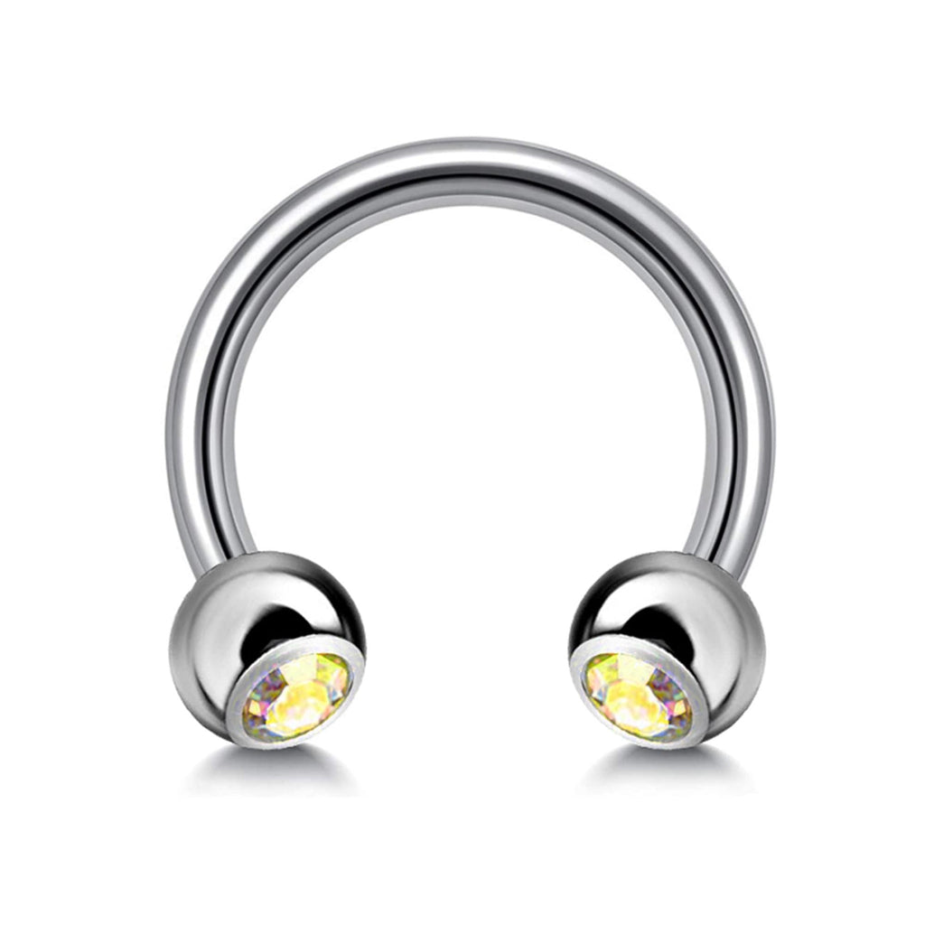 Titanium Circular Barbell with Gem Balls: Horseshoe Piercing (18g-14g)