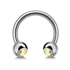 Titanium Circular Barbell with Gem Balls: Horseshoe Piercing (18g-14g)