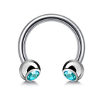 Titanium Circular Barbell with Gem Balls: Horseshoe Piercing (18g-14g)