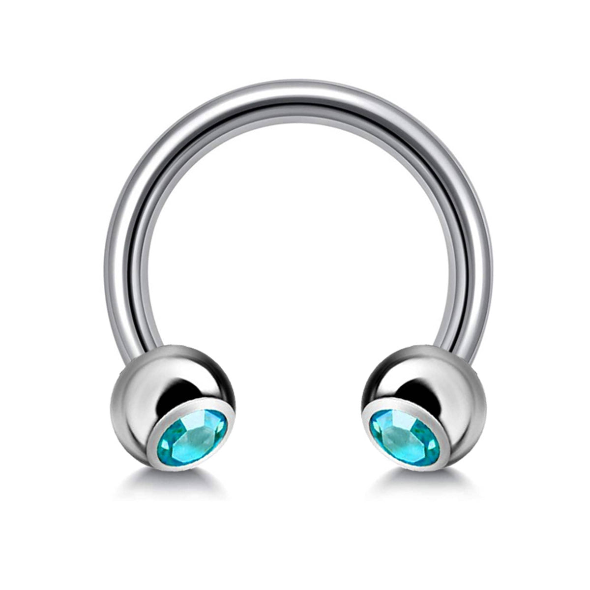 Titanium Circular Barbell with Gem Balls: Horseshoe Piercing (18g-14g)