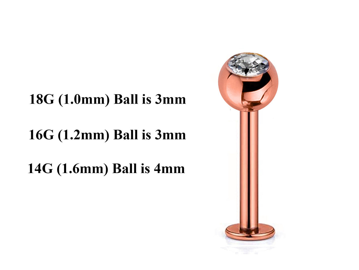Rose Gold Labret Stud: Surgical Steel Lip & Chin Piercing