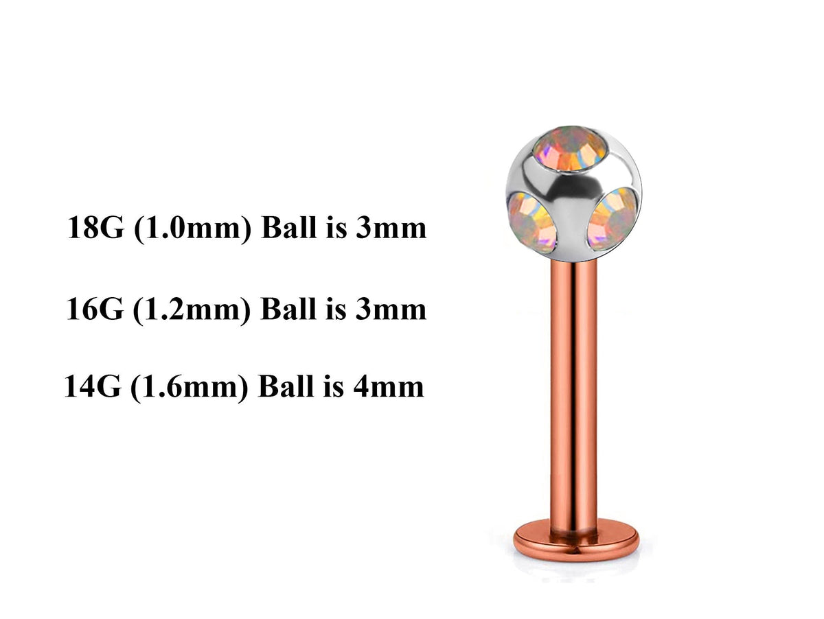 Rose Gold Labret Stud: Surgical Steel Lip & Chin Piercing