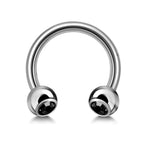 Titanium Circular Barbell with Gem Balls: Horseshoe Piercing (18g-14g)