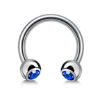 Titanium Circular Barbell with Gem Balls: Horseshoe Piercing (18g-14g)
