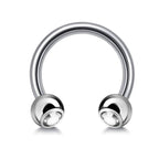 Titanium Circular Barbell with Gem Balls: Horseshoe Piercing (18g-14g)