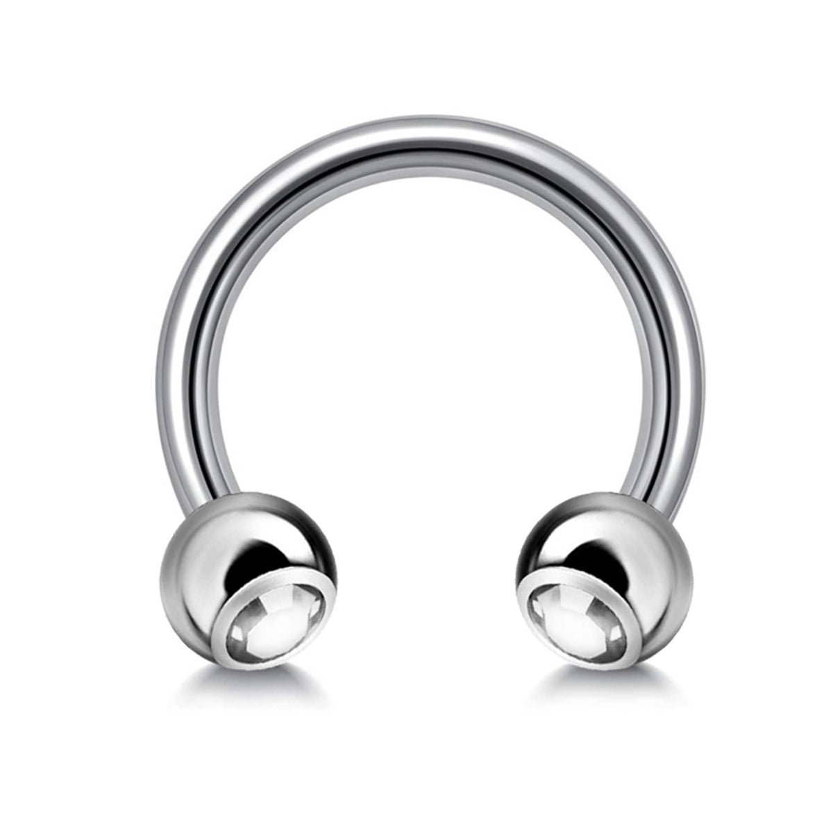 Titanium Circular Barbell with Gem Balls: Horseshoe Piercing (18g-14g)