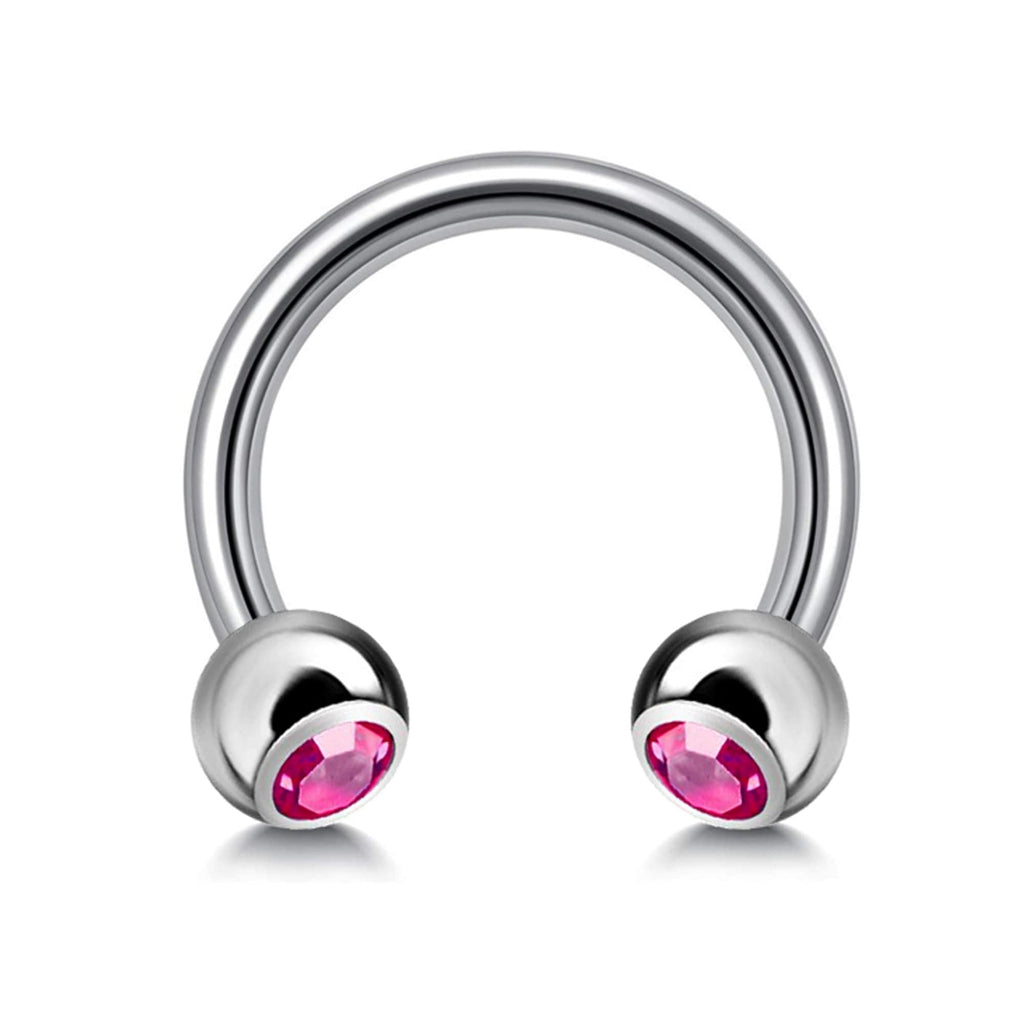 Titanium Circular Barbell with Gem Balls: Horseshoe Piercing (18g-14g)