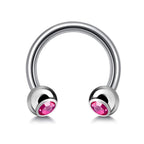 Titanium Circular Barbell with Gem Balls: Horseshoe Piercing (18g-14g)