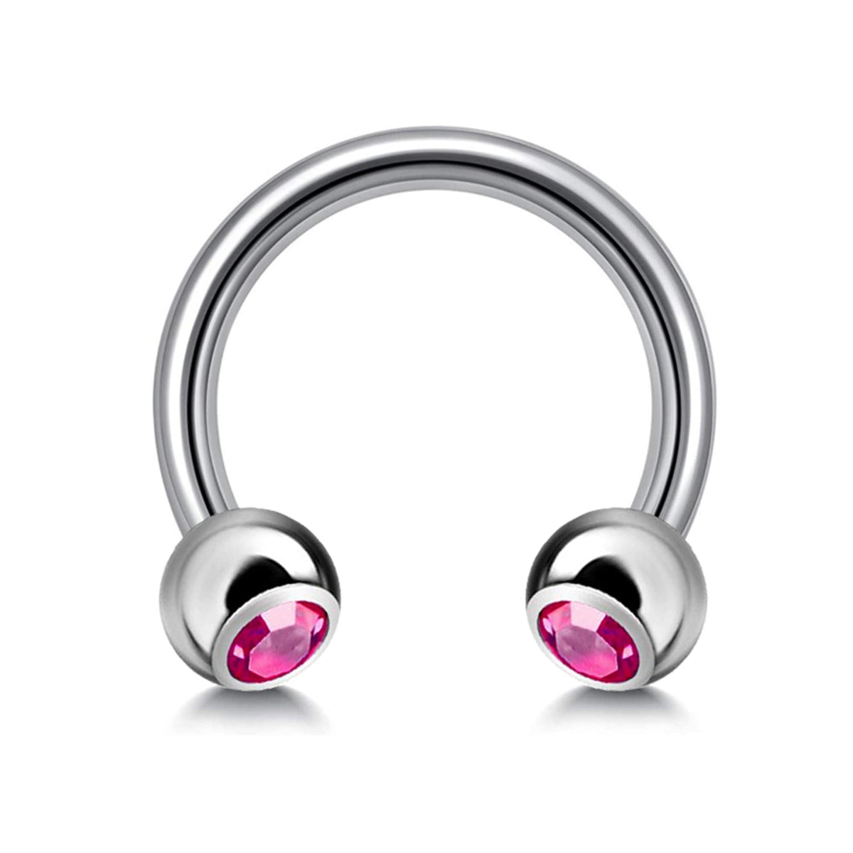 Titanium Circular Barbell with Gem Balls: Horseshoe Piercing (18g-14g)