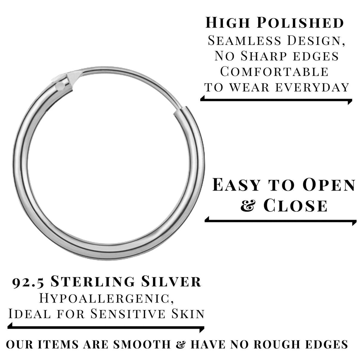 Sterling Silver Hoop Earrings Set: Gold, Rose Gold, 12-16mm (3 Pairs)