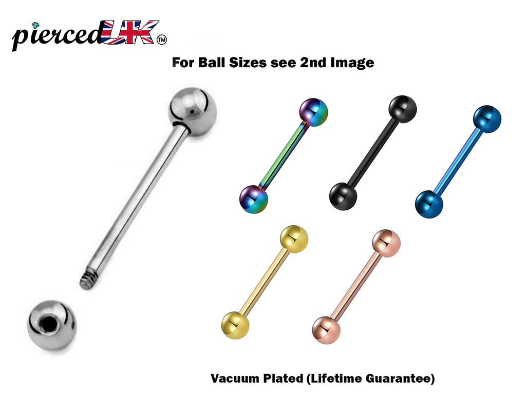 Surgical Steel Industrial Barbell Piercing: 14g/16g/18g, Multiple Colors