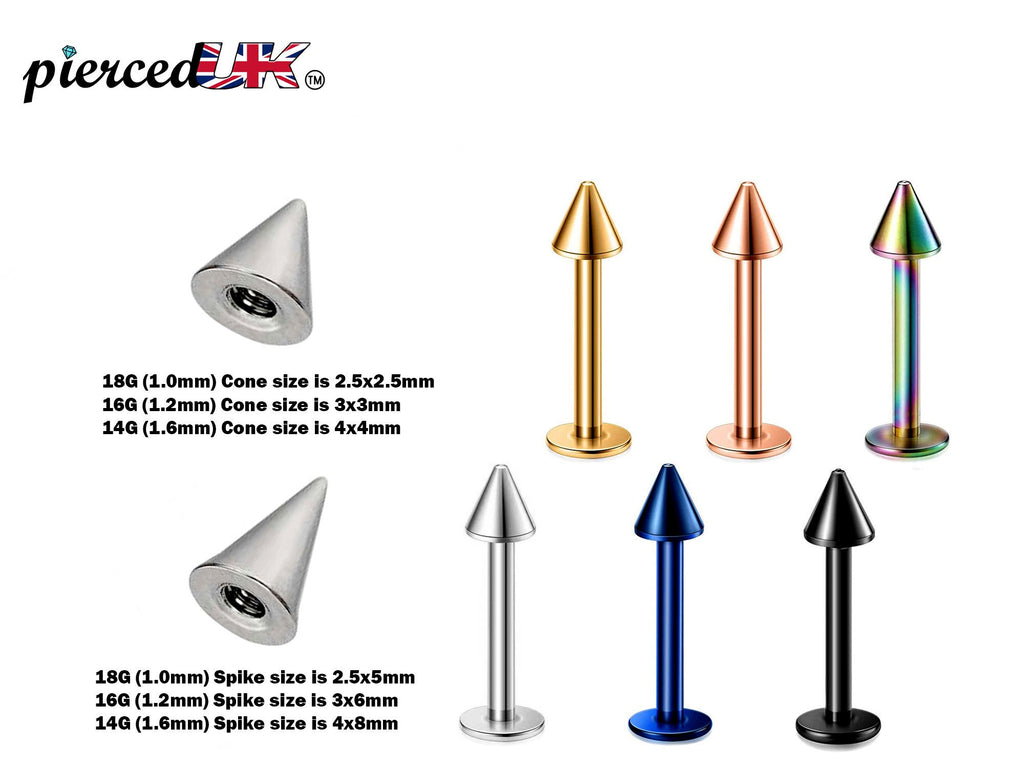 Spike Labret Stud: Surgical Steel Lip Piercing Jewelry (18g, 16g, 14g)