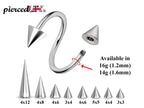 Spike Cone Surgical Steel Spiral Barbell: Eyebrow, Nipple, Conch Piercing