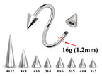 Spike Cone Surgical Steel Spiral Barbell: Eyebrow, Nipple, Conch Piercing