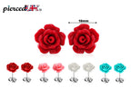 Resin Rose Stud Earrings: Stainless Steel Flower Jewelry (10mm)