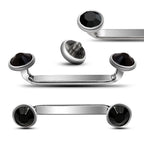 Titanium Staple Barbell: Flat Surface Dermal Piercing with Pyramid Crystal