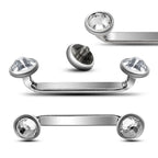 Titanium Staple Barbell: Flat Surface Dermal Piercing with Pyramid Crystal