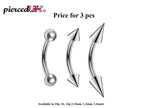 Surgical Steel Curve Barbell: Daith, Helix Piercing (3pcs)