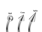 Surgical Steel Curve Barbell: Daith, Helix Piercing (3pcs)