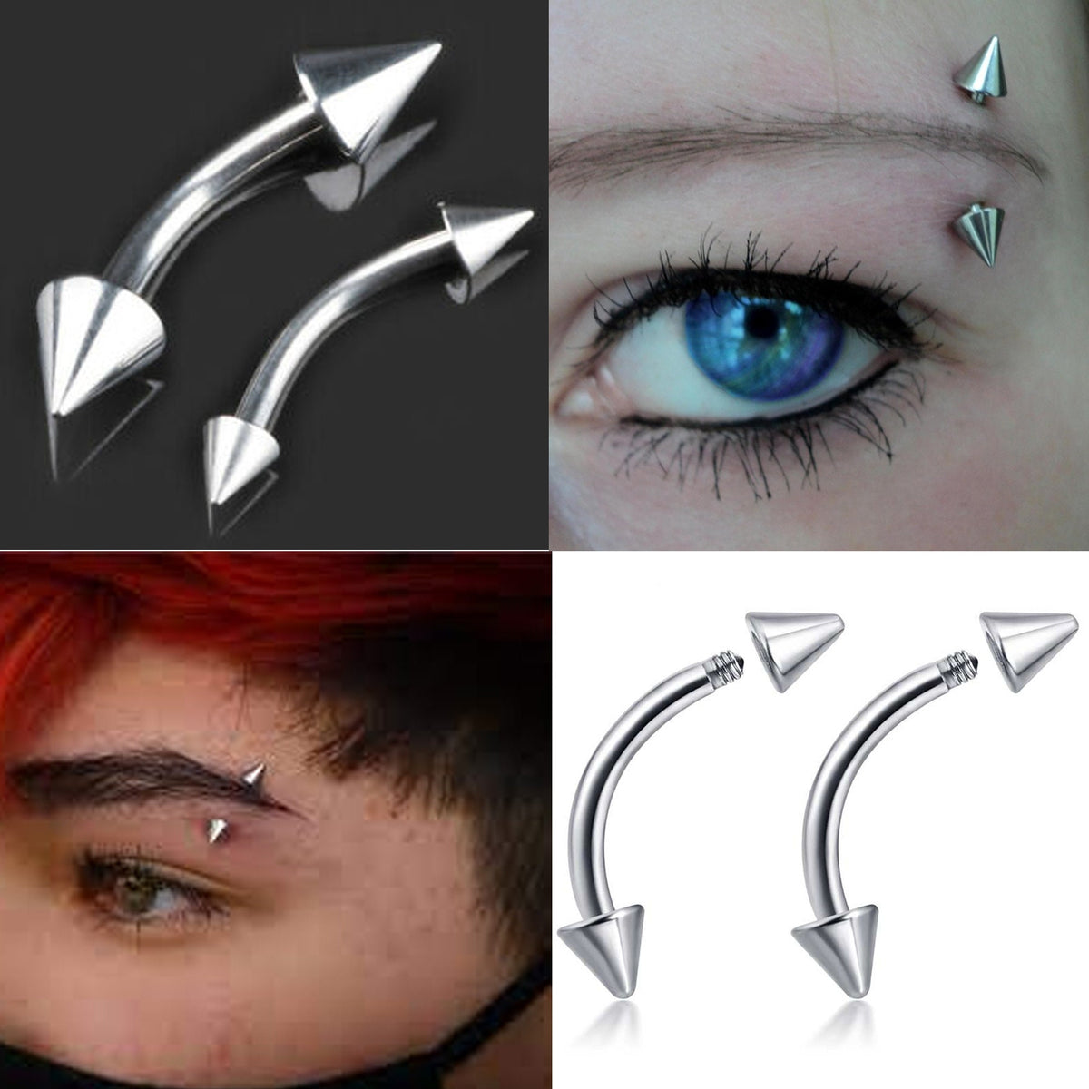 Surgical Steel Curve Barbell: Daith, Helix Piercing (3pcs)