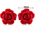 Resin Rose Stud Earrings: Stainless Steel Flower Jewelry (10mm)