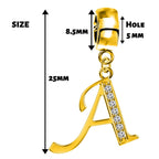 Gold Initial Charm: Sterling Silver Alphabet Letter with CZ Crystals