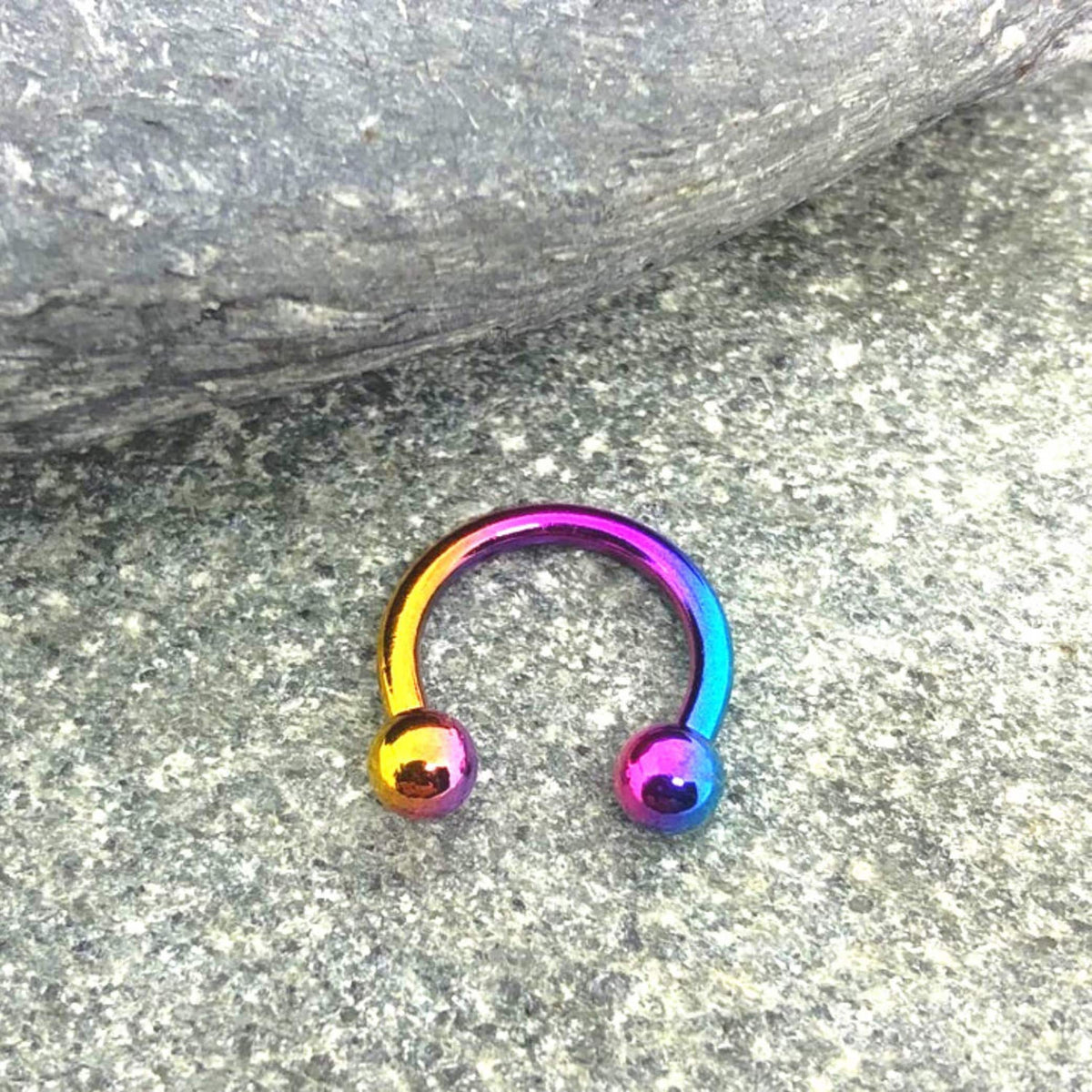 Rainbow Horseshoe Septum Ring: Surgical Steel Piercing (2pcs, 10g-0g)