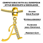 Gold Initial Charm: Sterling Silver Alphabet Letter with CZ Crystals