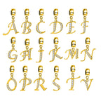 Gold Initial Charm: Sterling Silver Alphabet Letter with CZ Crystals