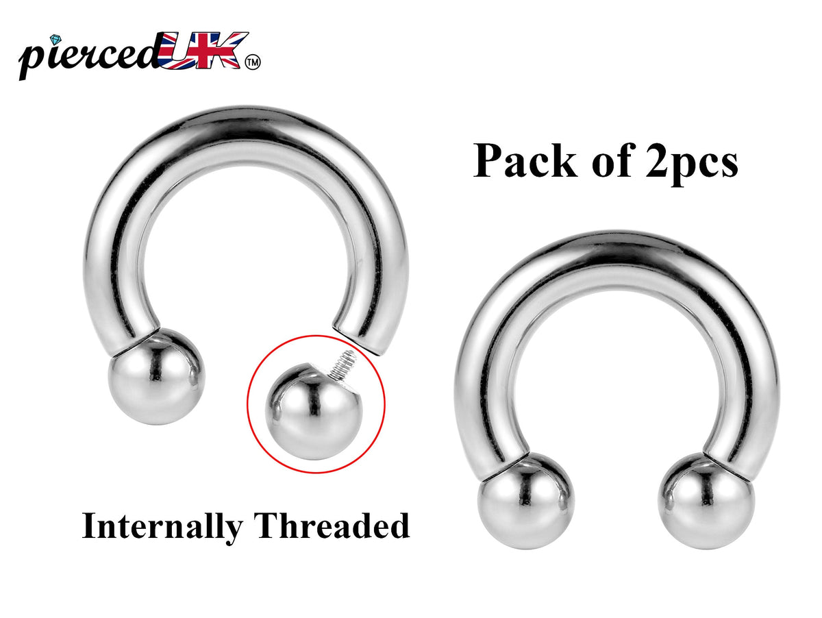Surgical Steel Horseshoe Septum/Nose Ring (2pcs) - 10g to 00g