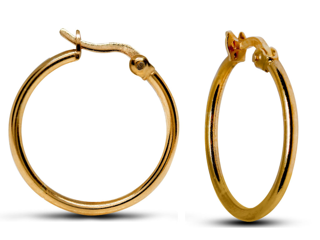 Sterling Silver Hoop Earrings: Latch Back, 14mm-20mm