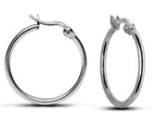 Sterling Silver Hoop Earrings: Latch Back, 14mm-20mm