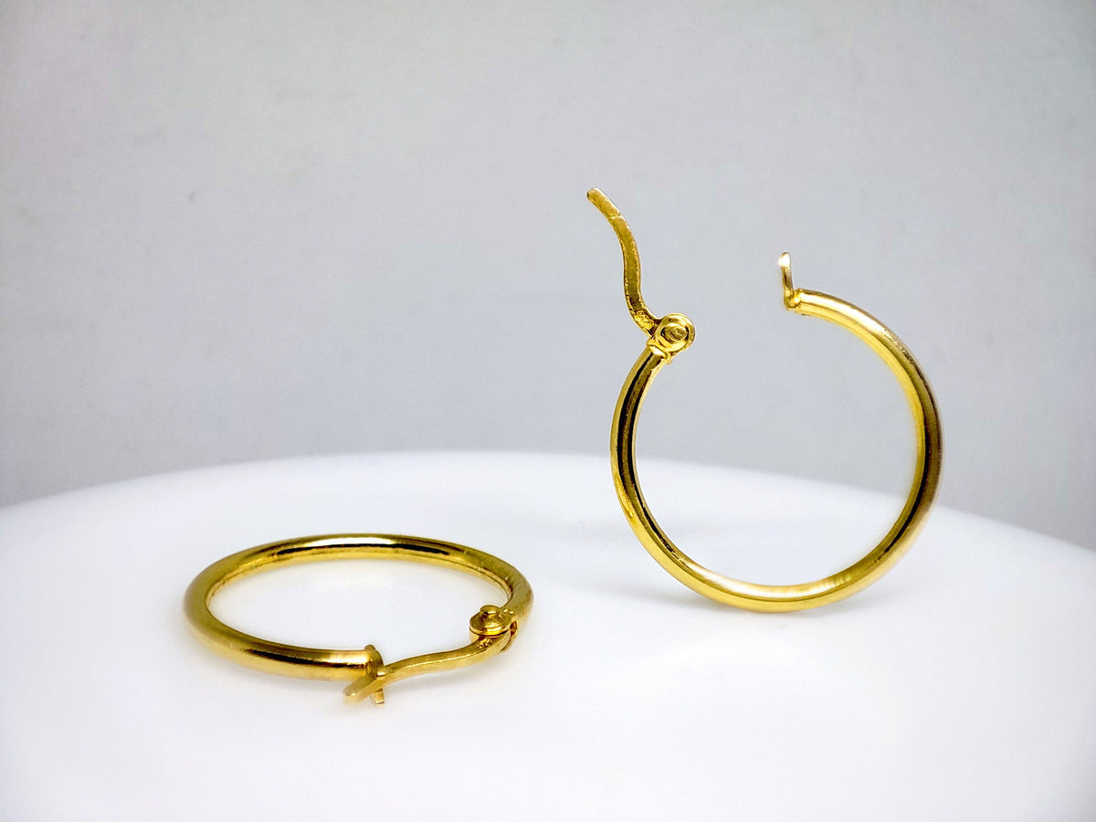 Sterling Silver Hoop Earrings: Latch Back, 14mm-20mm