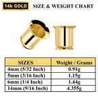 14K Gold Single Flare Plug: Ear Tunnel Body Piercing (4mm-14mm)