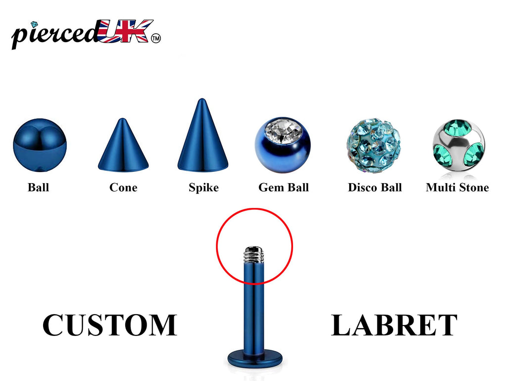 Teal Blue Labret Stud: Surgical Steel Lip Piercing (18g, 16g, 14g)