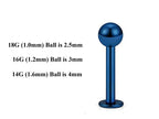Teal Blue Labret Stud: Surgical Steel Lip Piercing (18g, 16g, 14g)