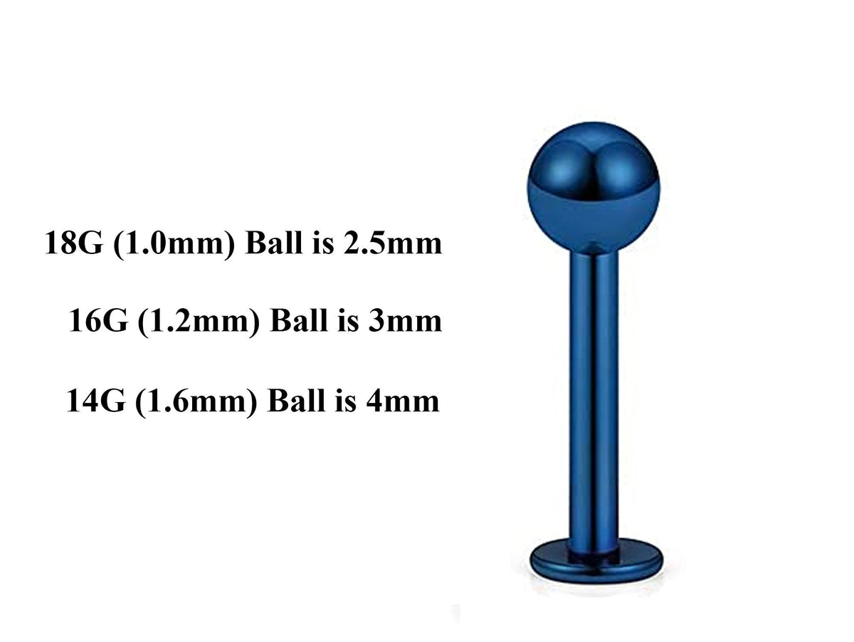 Teal Blue Labret Stud: Surgical Steel Lip Piercing (18g, 16g, 14g)