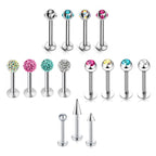 Custom Surgical Steel Labret Lip Piercing: 16g/14g, Spike, Gem, Ball