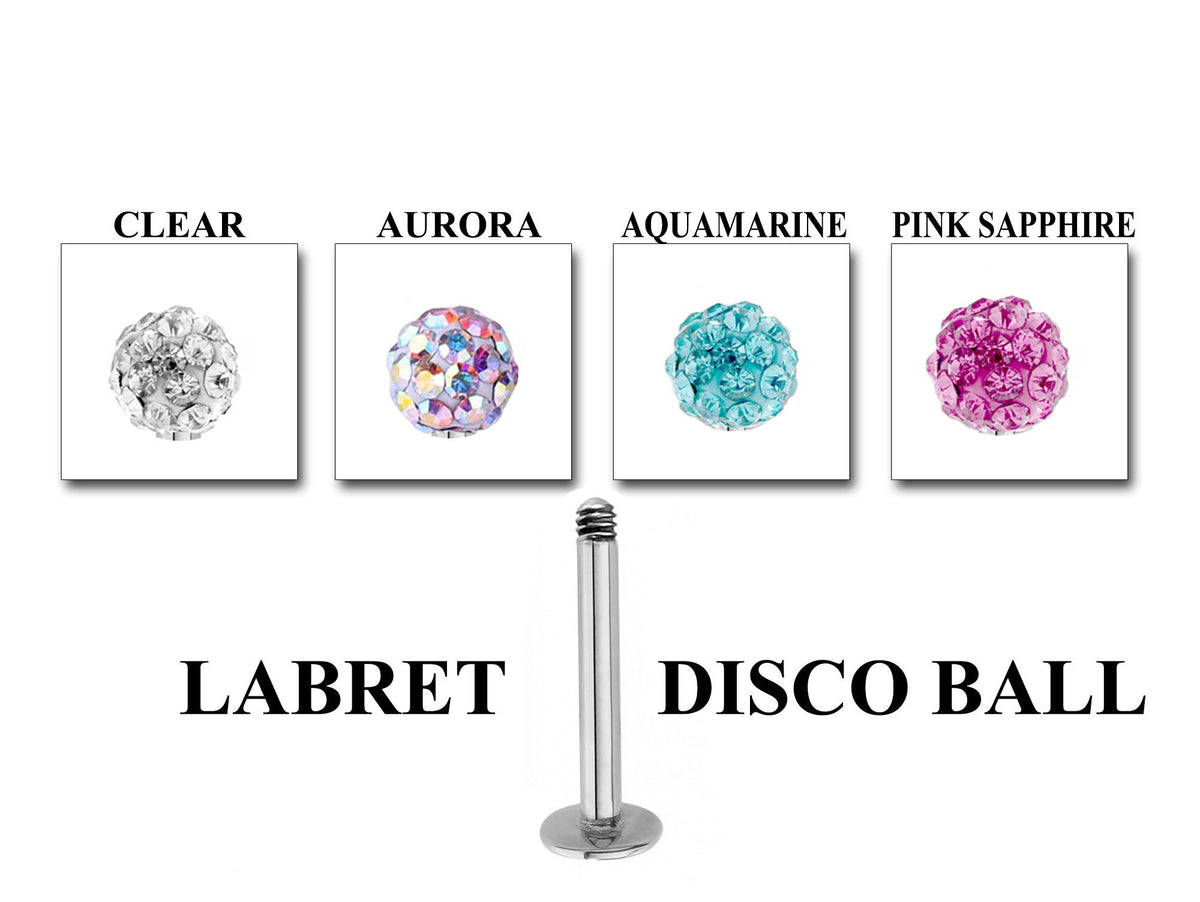 Custom Surgical Steel Labret Lip Piercing: 16g/14g, Spike, Gem, Ball