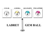 Custom Surgical Steel Labret Lip Piercing: 16g/14g, Spike, Gem, Ball