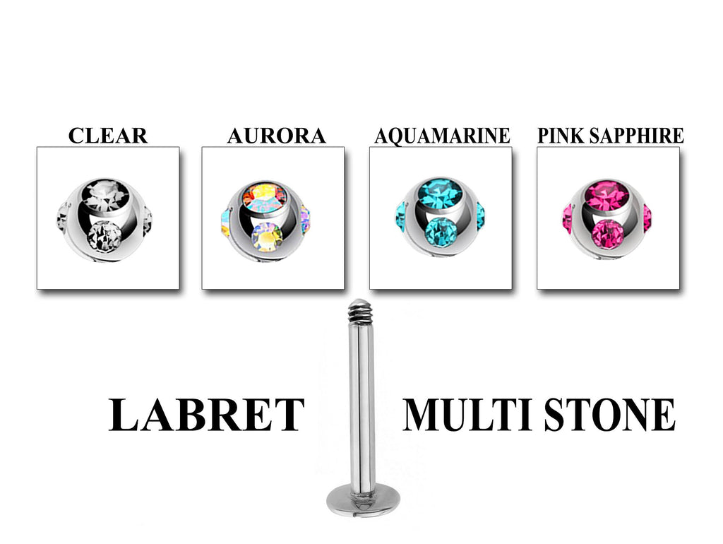 Custom Surgical Steel Labret Lip Piercing: 16g/14g, Spike, Gem, Ball