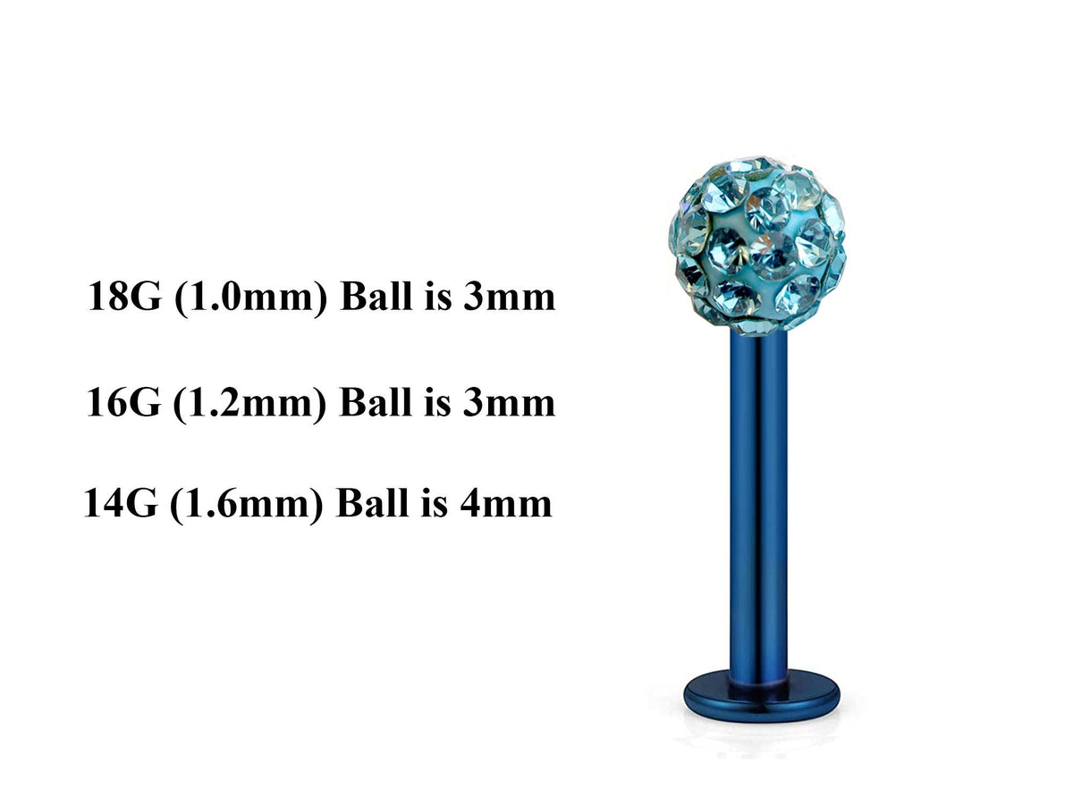 Teal Blue Labret Stud: Surgical Steel Lip Piercing (18g, 16g, 14g)