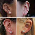 Freshwater Pearl Stud Earrings: White, Peach, Grey - Surgical Steel