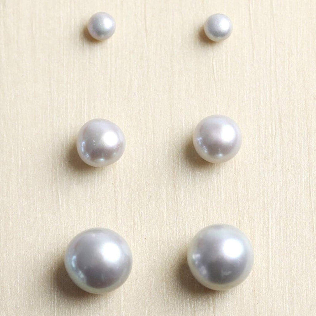 Freshwater Pearl Stud Earrings: White, Peach, Grey - Surgical Steel