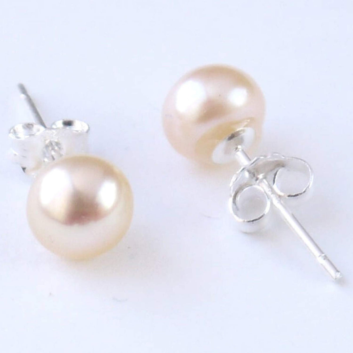 Freshwater Pearl Stud Earrings: White, Peach, Grey - Surgical Steel
