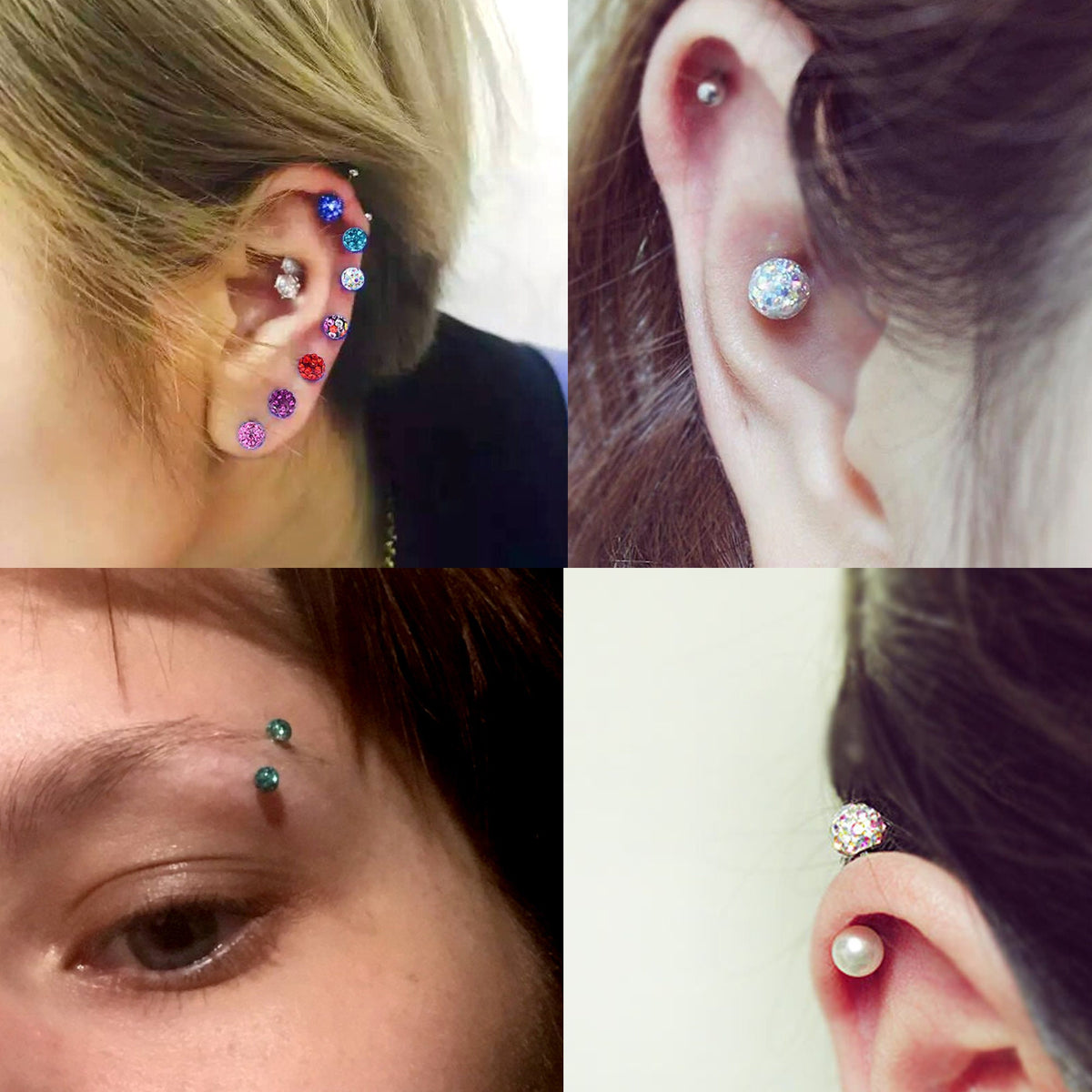 Titanium Barbell Piercing with Single Disco Ball (16g, 14g)